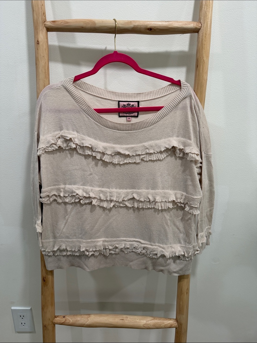 Juicy Couture Beige Ruffle Sweatshirt